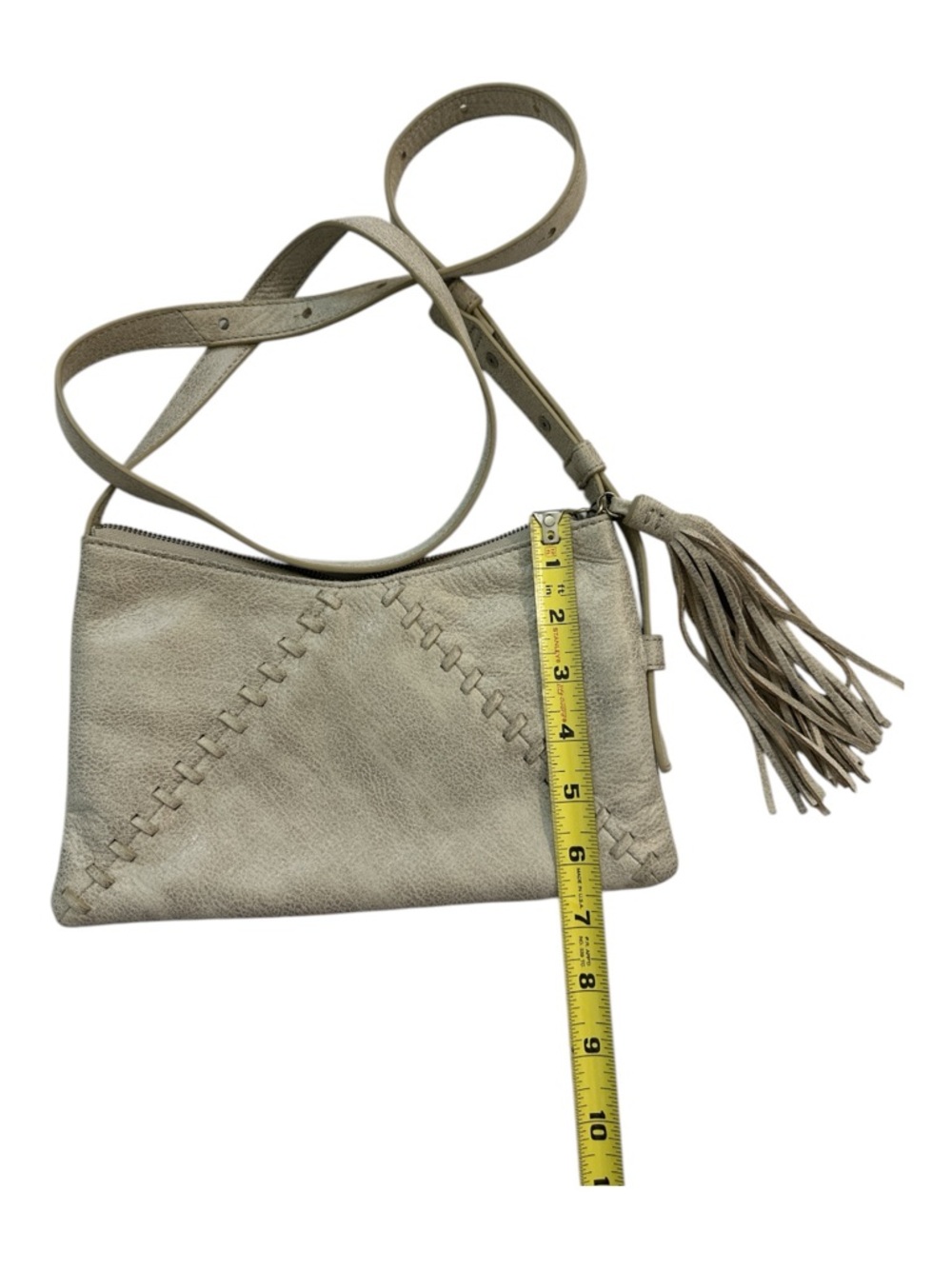 HOBO Cream Leather Crossbody with Tassel and Whipstitch Detail - Picture 6 of 6